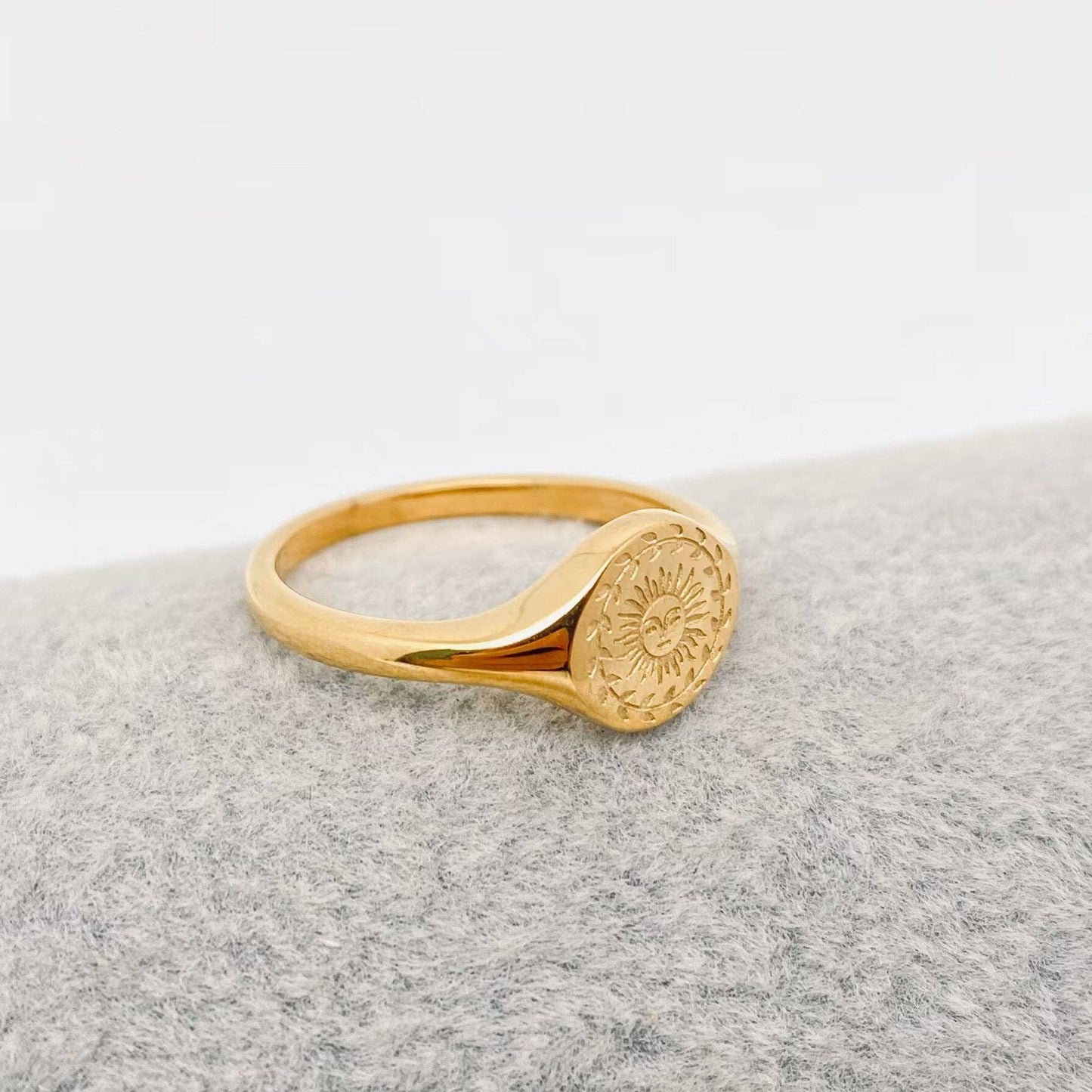 Moon Sun Stars Goddess 18K Gold Plated Ring - FGS/MS: Star Moon / 7