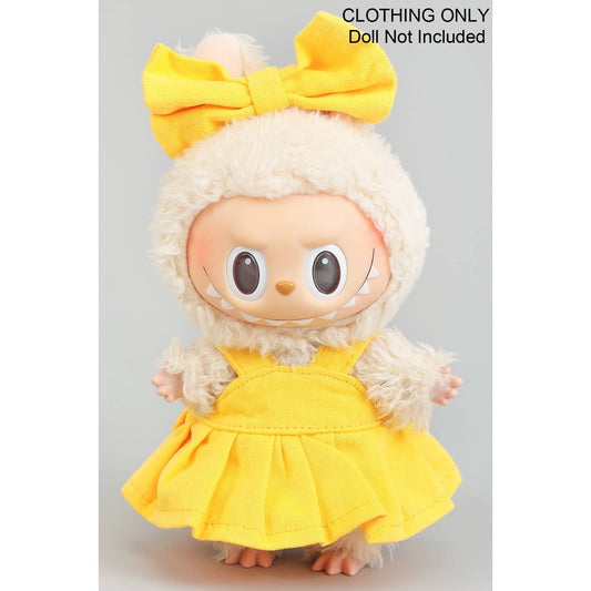 PLEATED DRESS WITH MATCHING BOW LABUBU OUTFIT ONLY: YELLOW / 1 SIZE