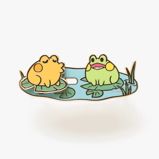 Kissing Frogs Sliding Hard Enamel Pin: A Grade