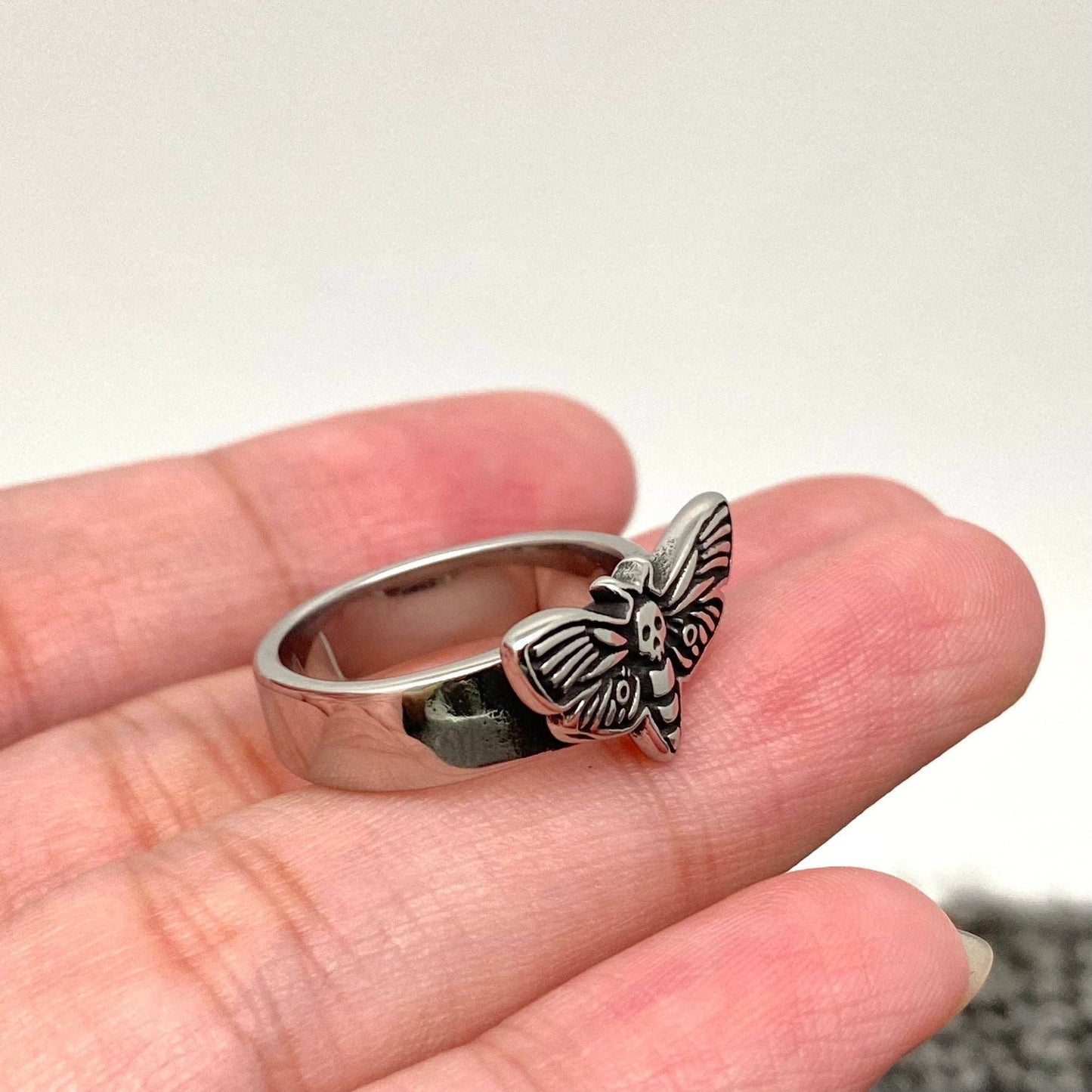 Women's Stainless Steel Moth Ring: 8