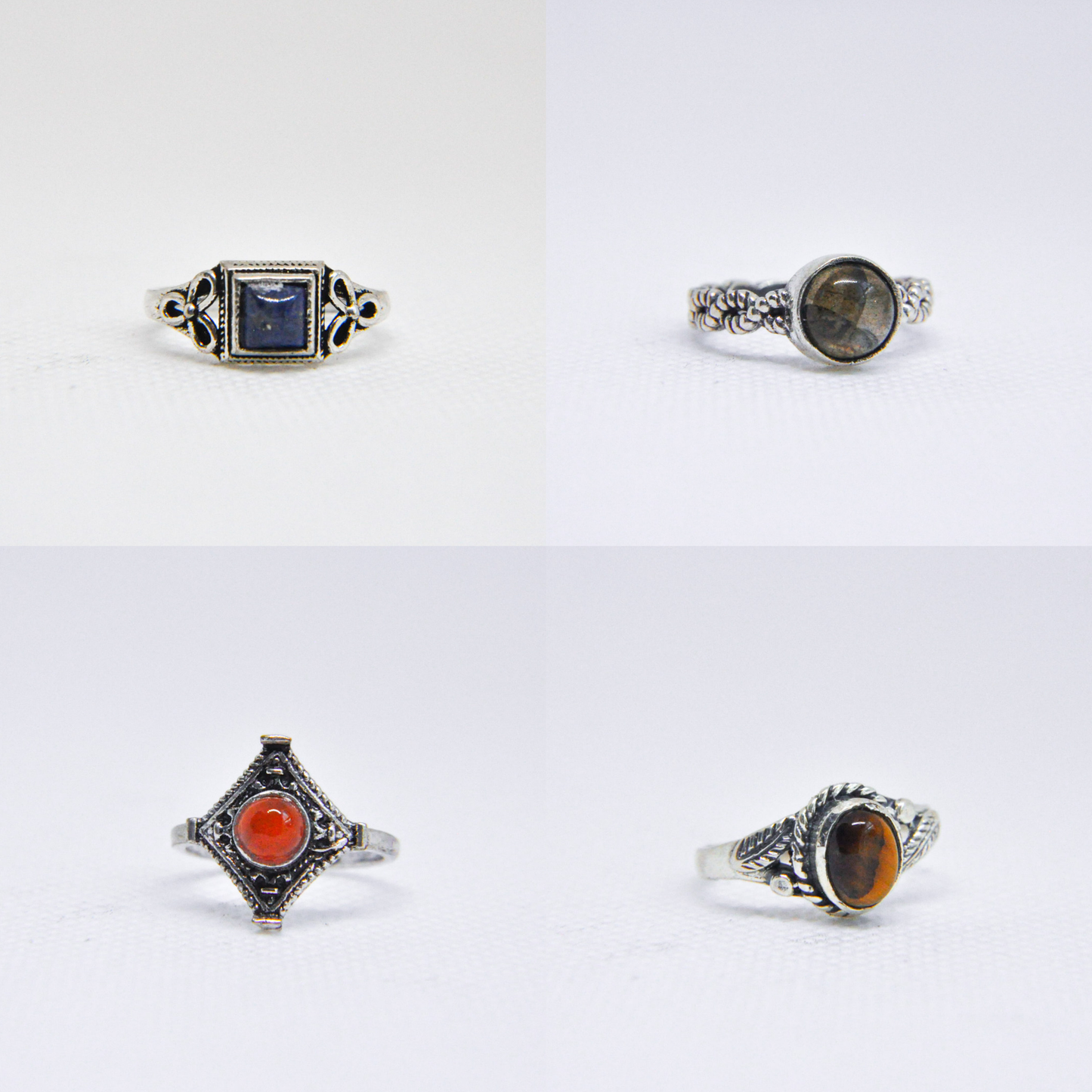 Assorted Mixed Metal Silver Natural Gemstone Ring