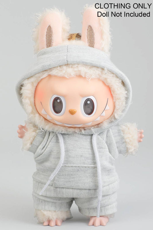 TWO PIECE HOODIE AND SHORTS LABUBU OUTFIT ONLY: Gray / 1 SIZE