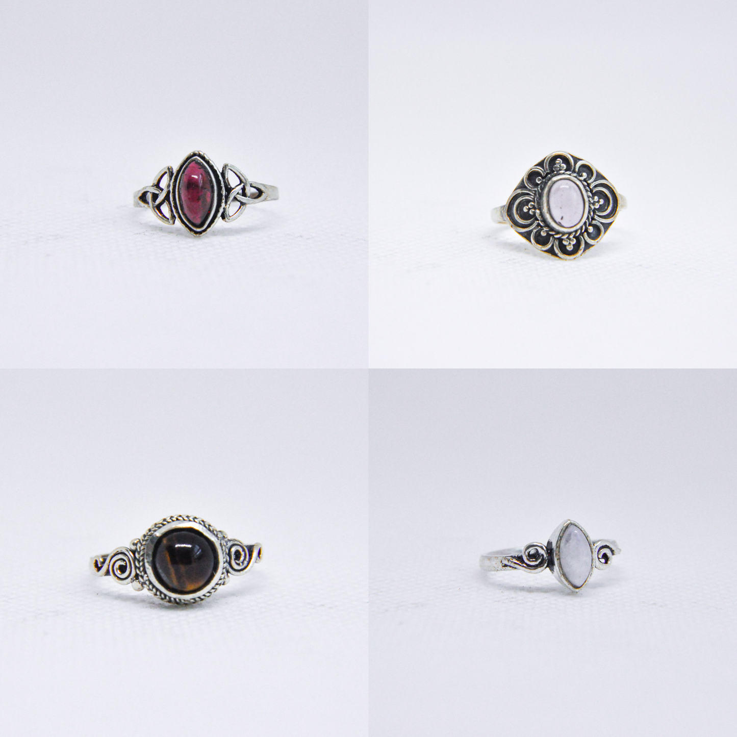 Assorted Mixed Metal Silver Natural Gemstone Ring