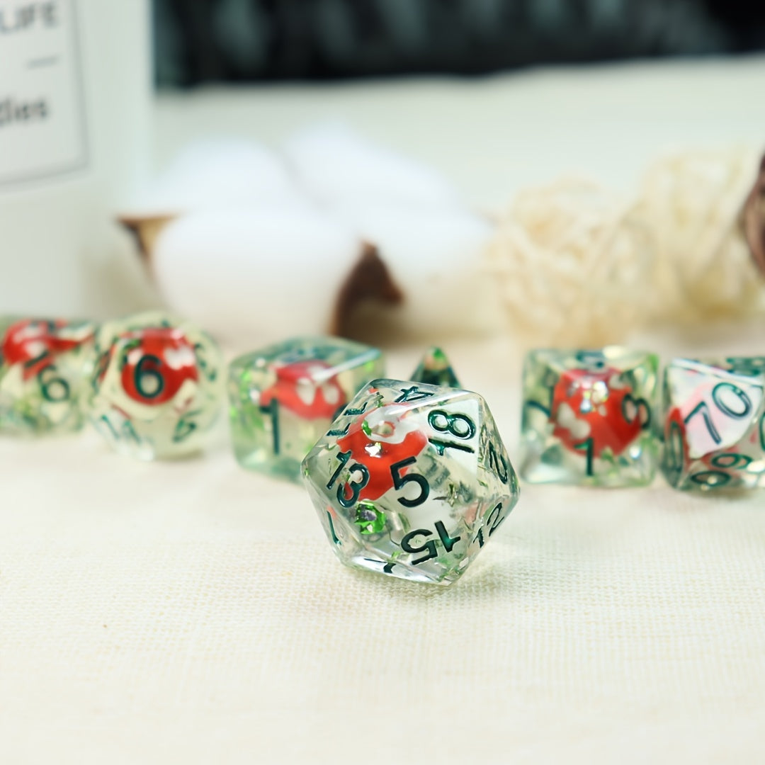 7pcs Cute Mushroom Resin Dice Set for RPGs