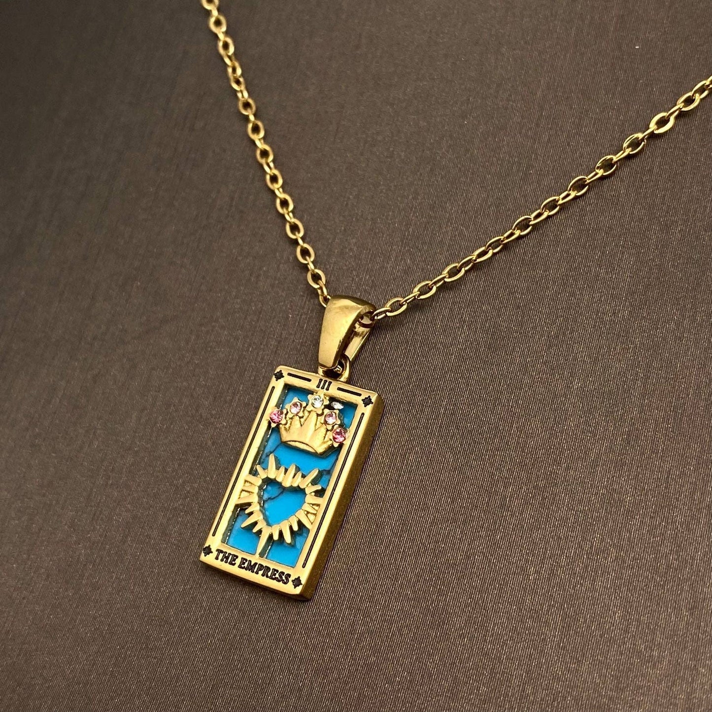 Star Moon Tarot 18K Gold Plated Steel Necklace - FGS/MS: The EMPRESS