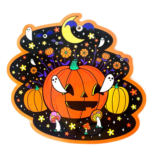 Jack O Lantern Halloween Floral Ghosts Pumpkin Vinyl Sticker