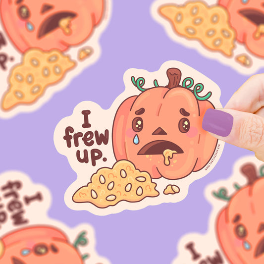 I Frew Up Pumpkin Halloween Vinyl Sticker