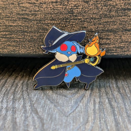 Mothman Wizard Casting Fireball Hard Enamel Pin -1.5"