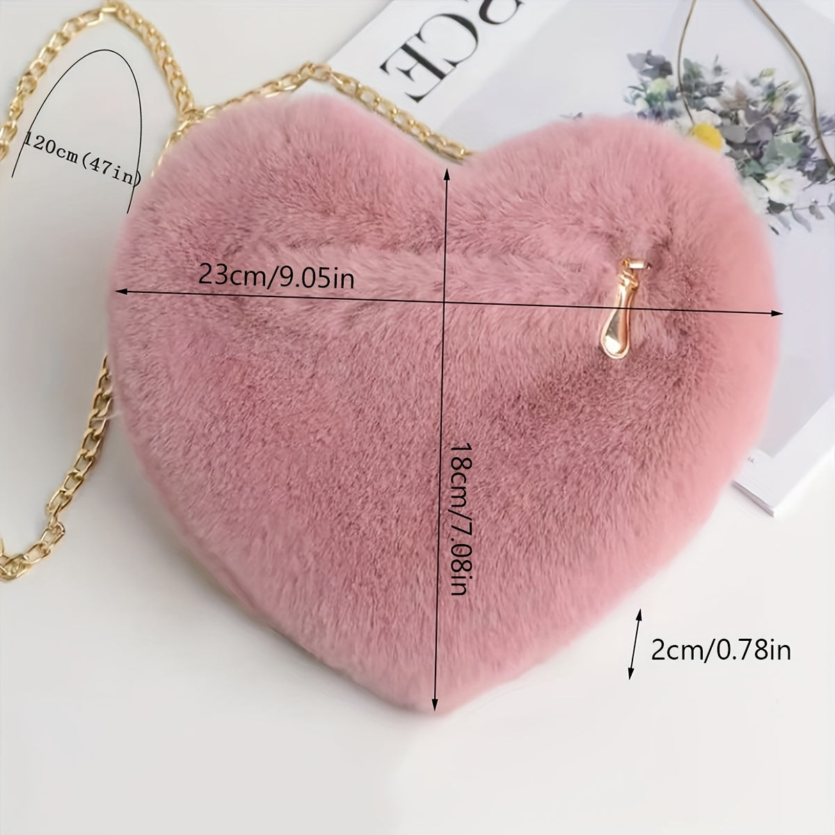 Heart Shaped Fluffy Shoulder Bag