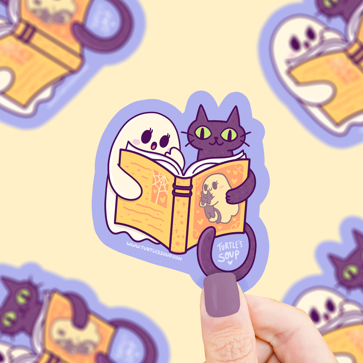 Kitty and Ghost, Reading Besties, Bookish, Vinyl Sticker