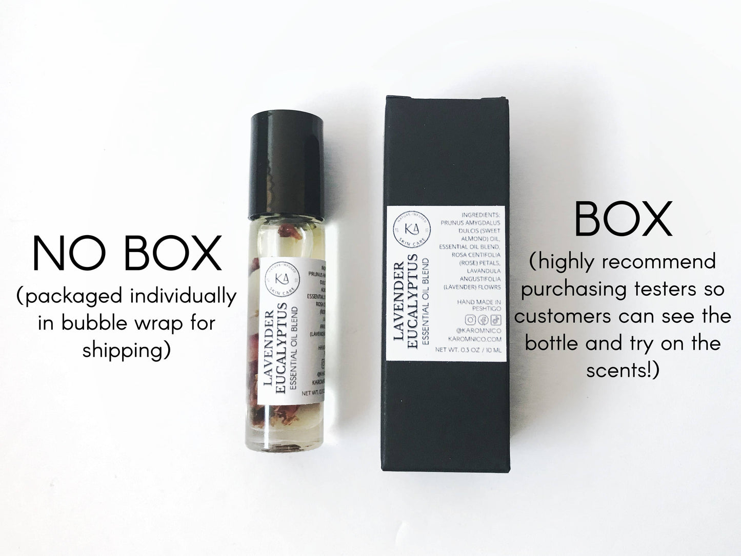 Essential Oil Natural Perfume Roll-on: Packaged in individual boxes / Lavender Eucalyptus