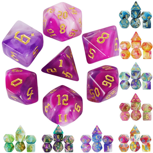 Polyhedral Multi-Color Game Dice 7pcs/set for D&D