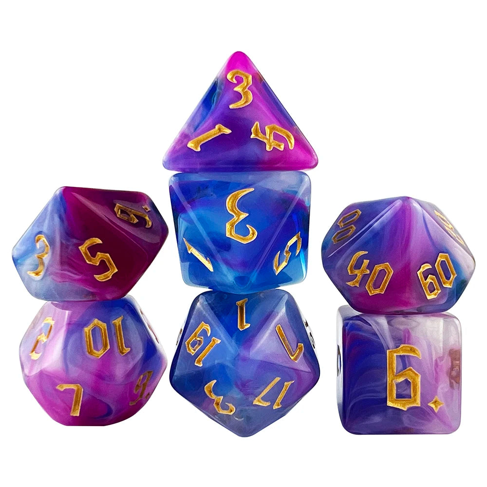 Polyhedral Multi-Color Game Dice 7pcs/set for D&D