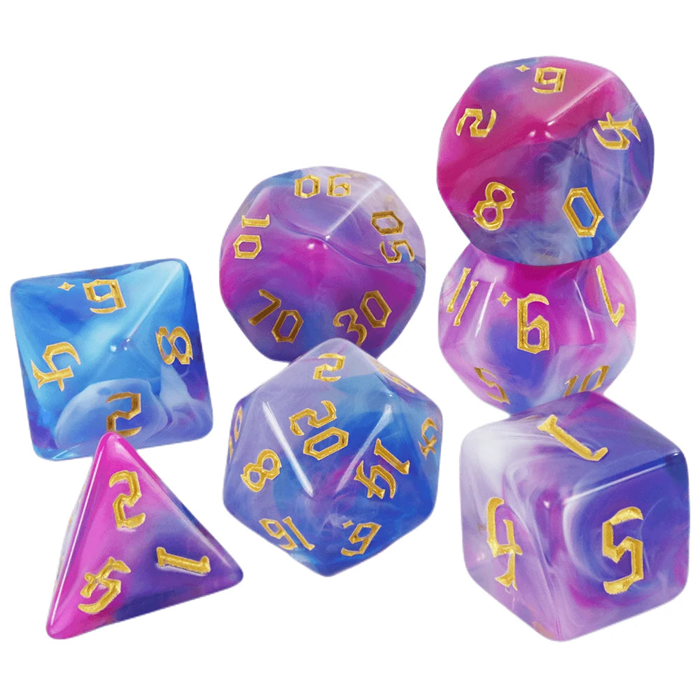 Polyhedral Multi-Color Game Dice 7pcs/set for D&D