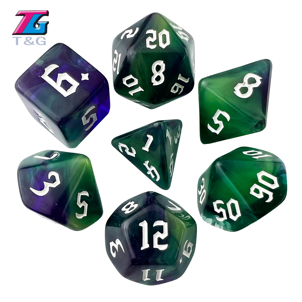 Polyhedral Multi-Color Game Dice 7pcs/set for D&D