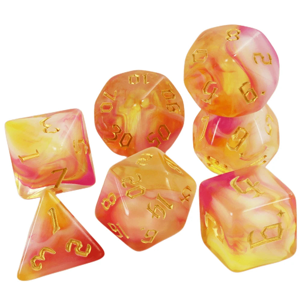 Polyhedral Multi-Color Game Dice 7pcs/set for D&D