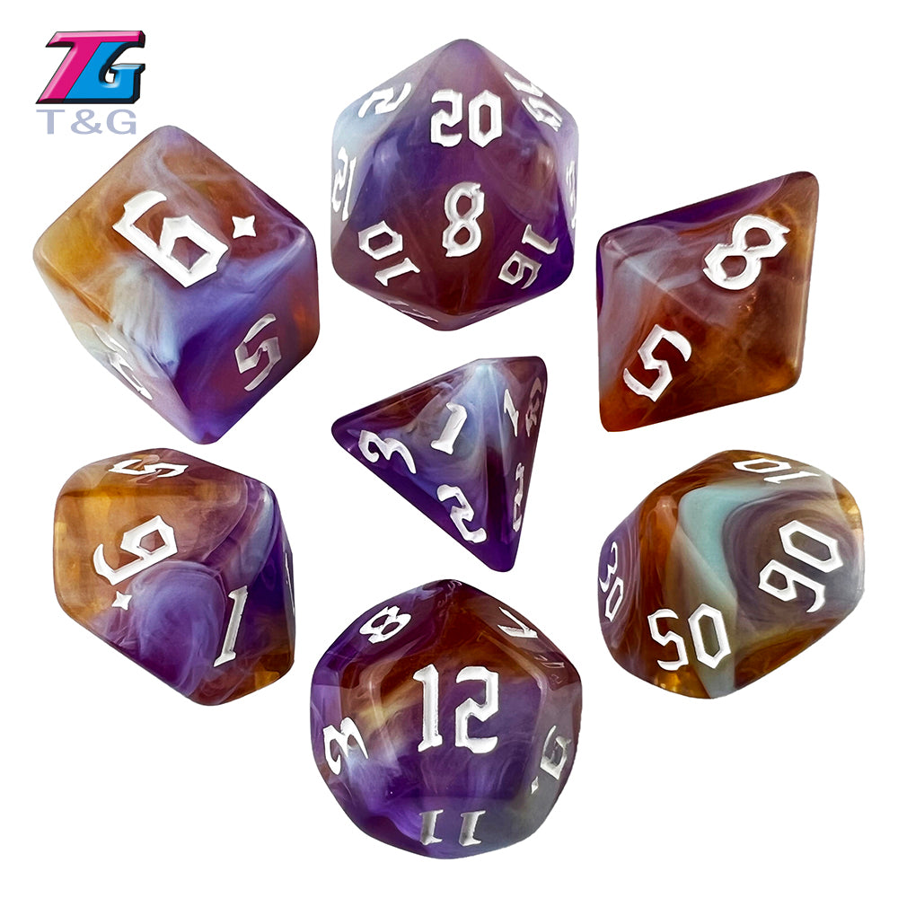 Polyhedral Multi-Color Game Dice 7pcs/set for D&D