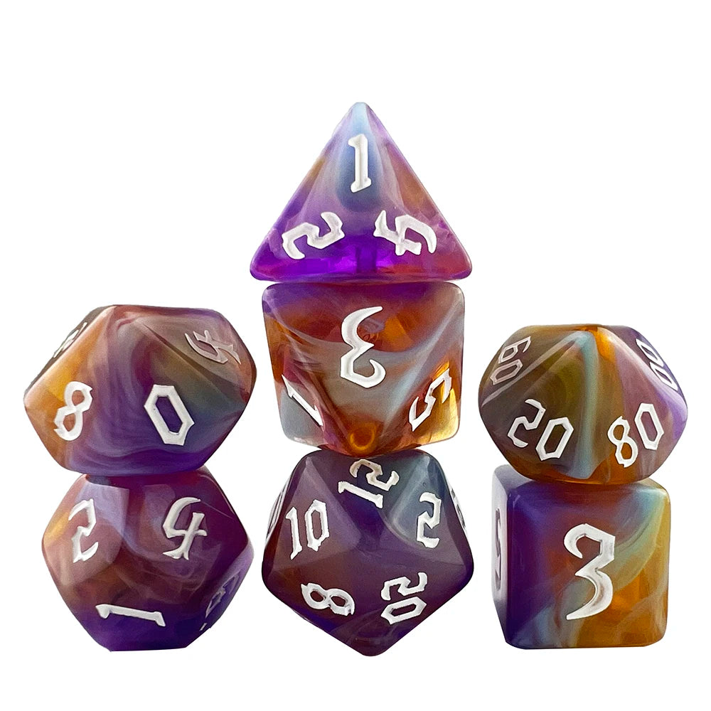 Polyhedral Multi-Color Game Dice 7pcs/set for D&D