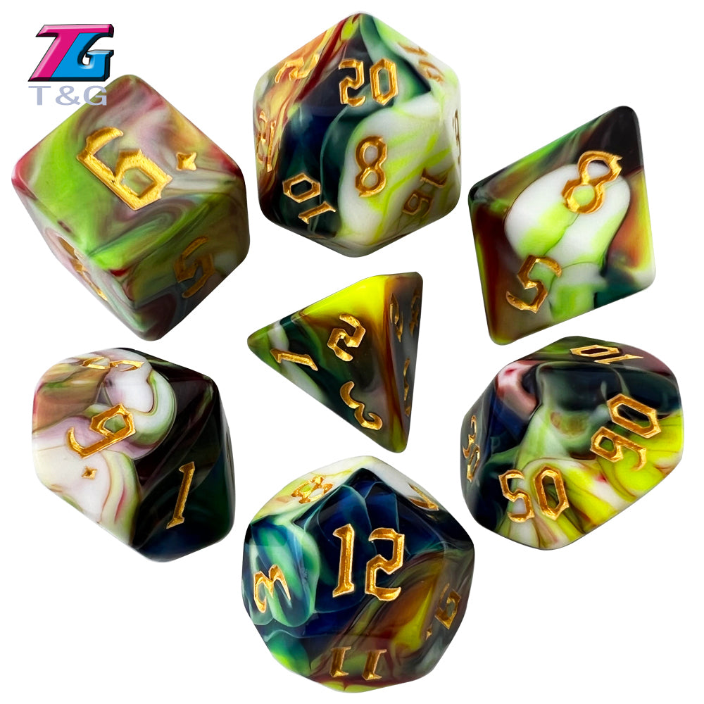 Polyhedral Multi-Color Game Dice 7pcs/set for D&D