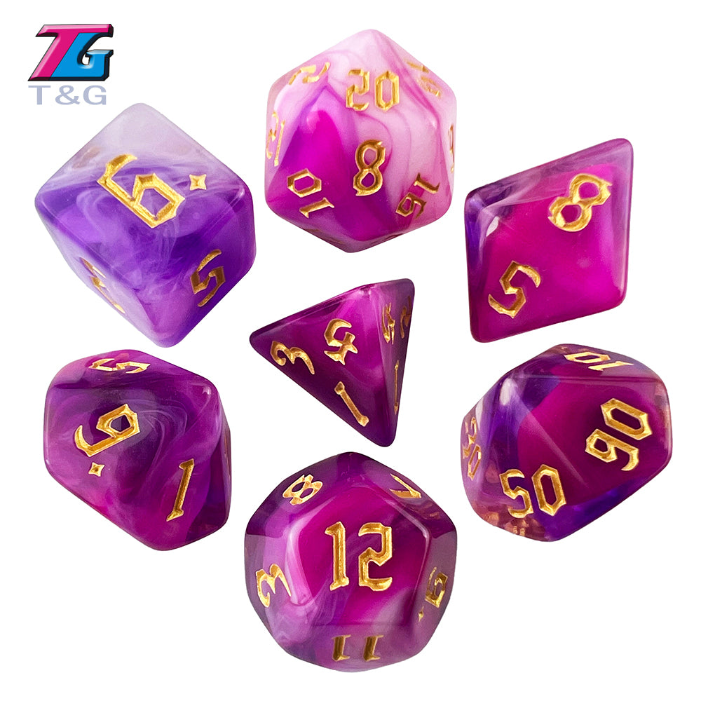 Polyhedral Multi-Color Game Dice 7pcs/set for D&D