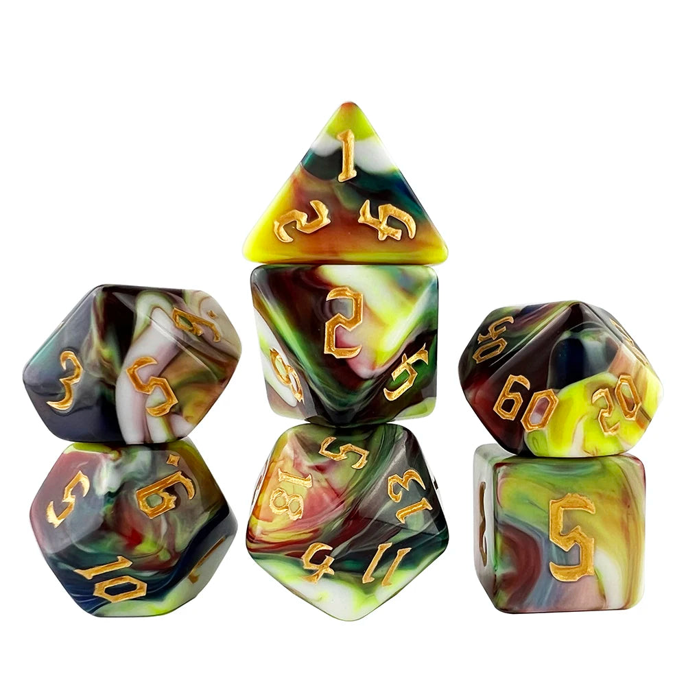 Polyhedral Multi-Color Game Dice 7pcs/set for D&D