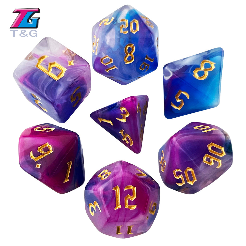 Polyhedral Multi-Color Game Dice 7pcs/set for D&D