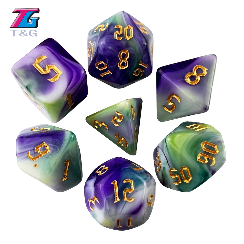 Polyhedral Multi-Color Game Dice 7pcs/set for D&D