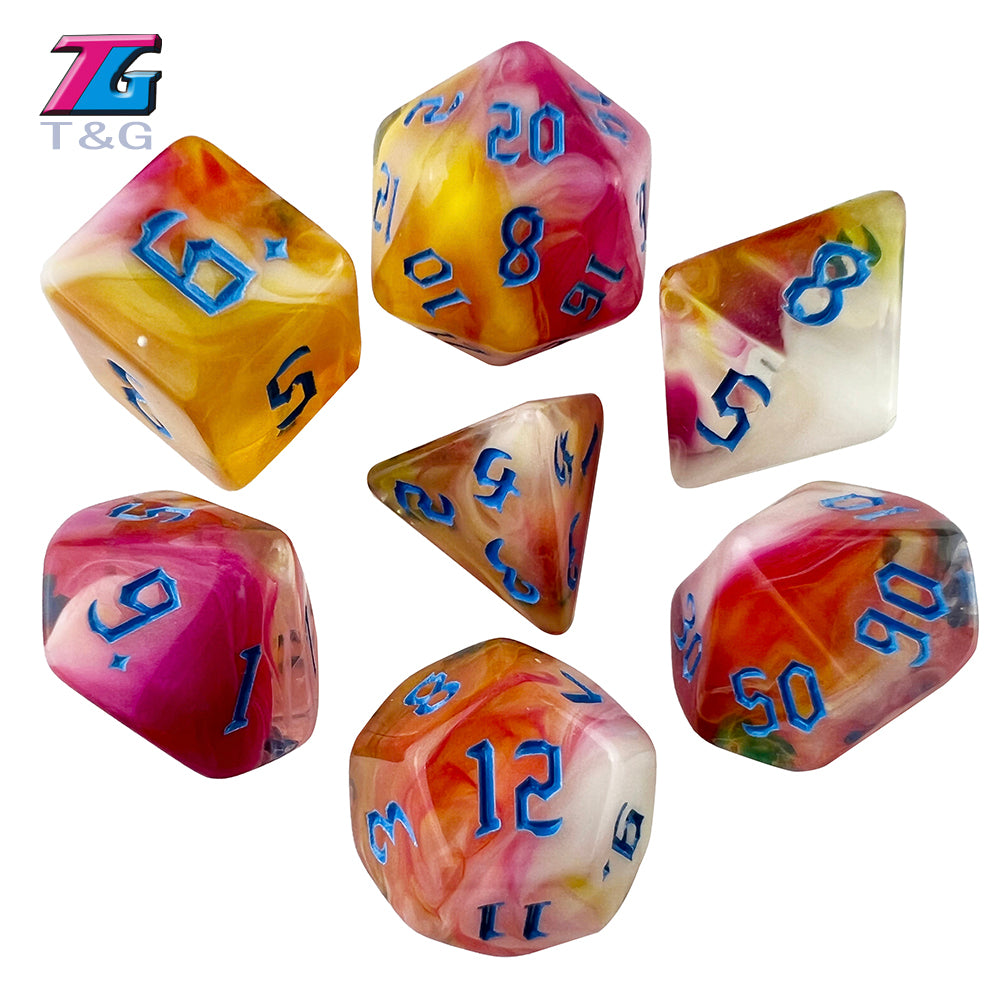 Polyhedral Multi-Color Game Dice 7pcs/set for D&D