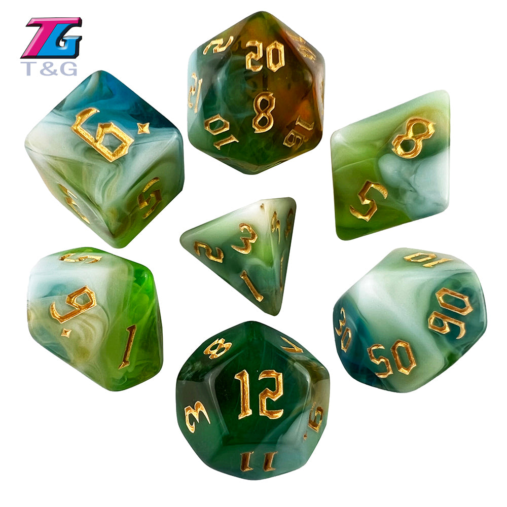 Polyhedral Multi-Color Game Dice 7pcs/set for D&D