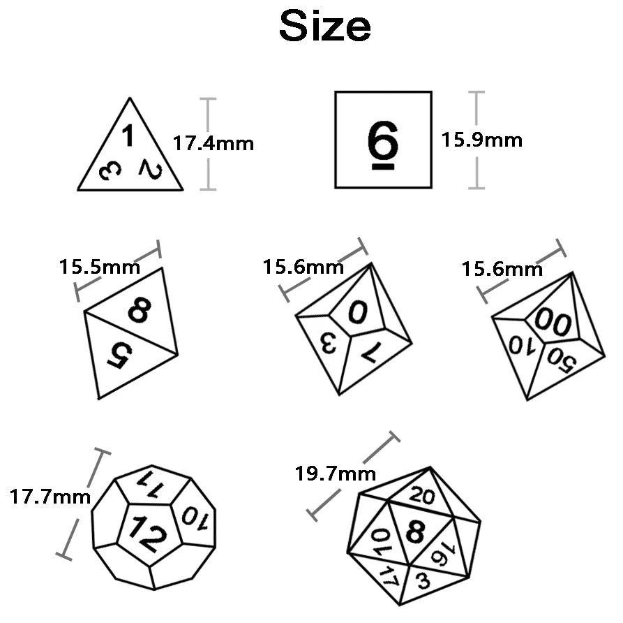 Polyhedral Multi-Color Game Dice 7pcs/set for D&D