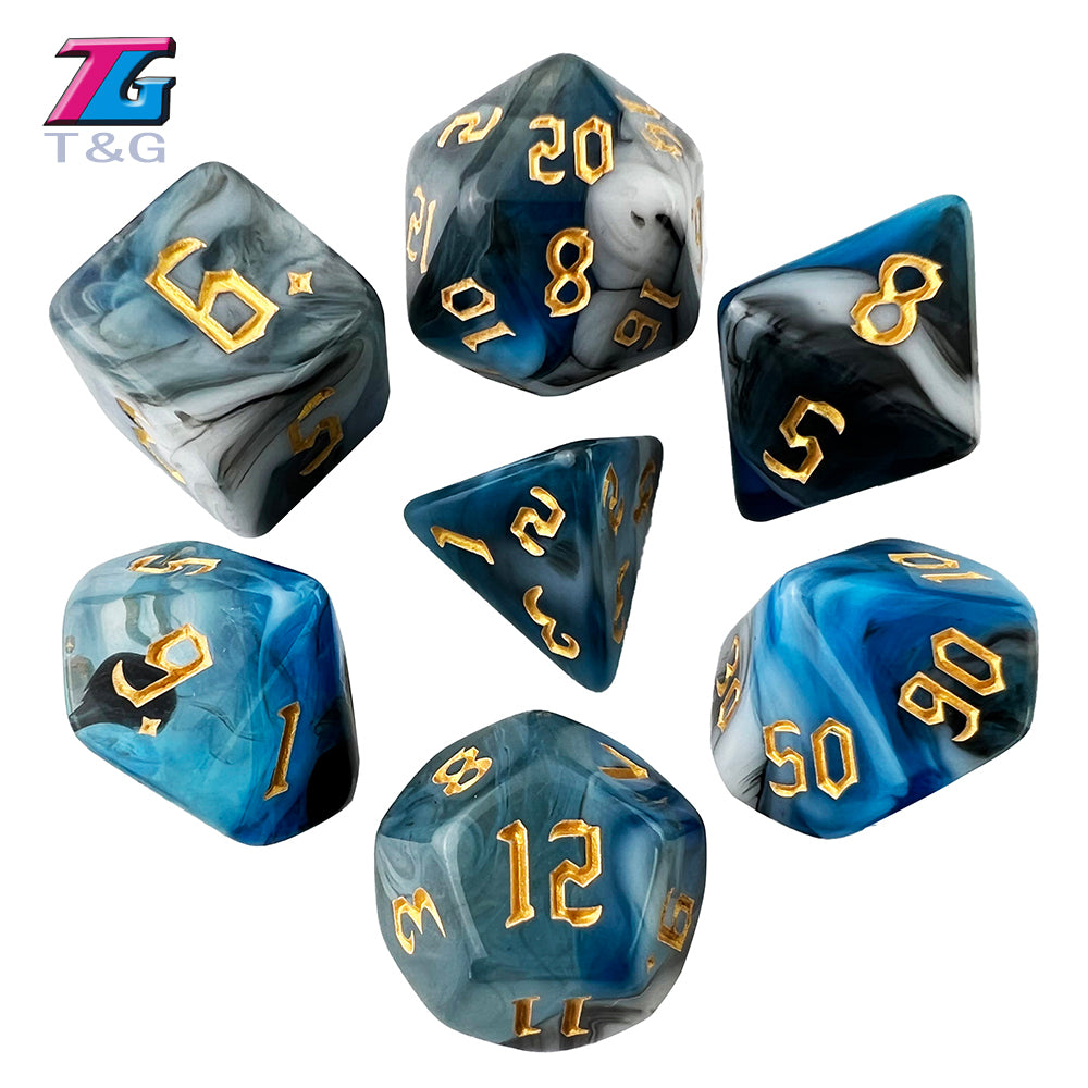 Polyhedral Multi-Color Game Dice 7pcs/set for D&D