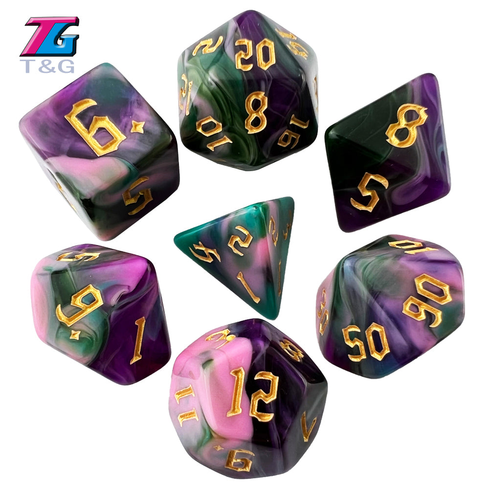 Polyhedral Multi-Color Game Dice 7pcs/set for D&D