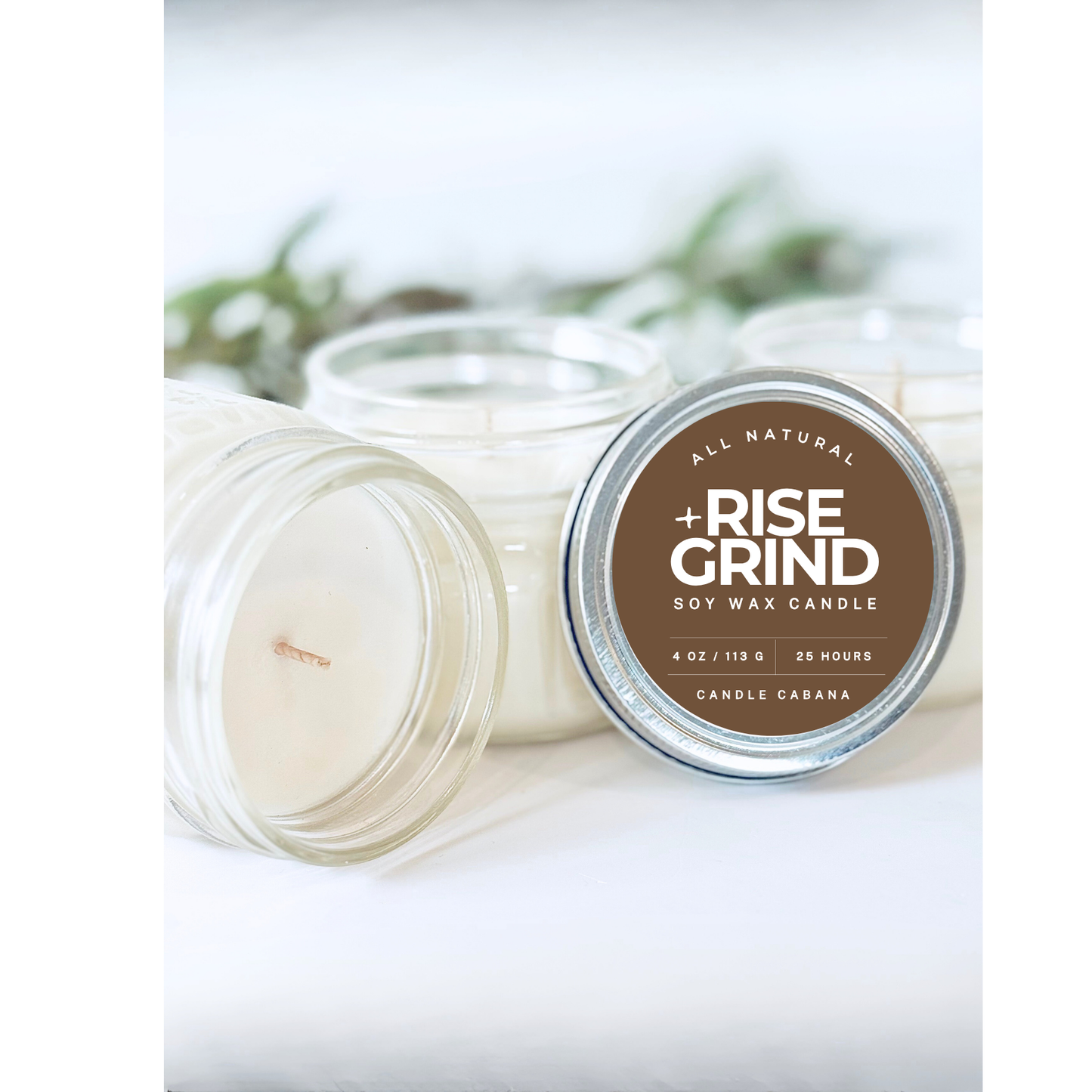 Rise + Grind 4 oz Mason Jar - 100% Natural Soy Candle