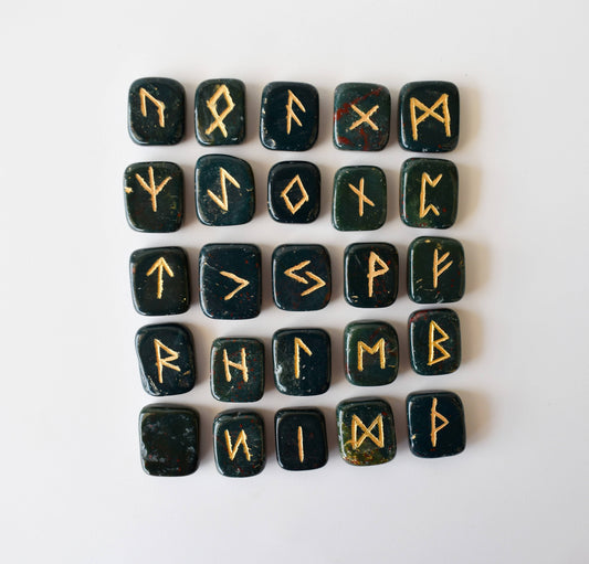 Futhark Rune Set | Bloodstone | Rune Stones | Runic Crystals: Runes (SET 1)