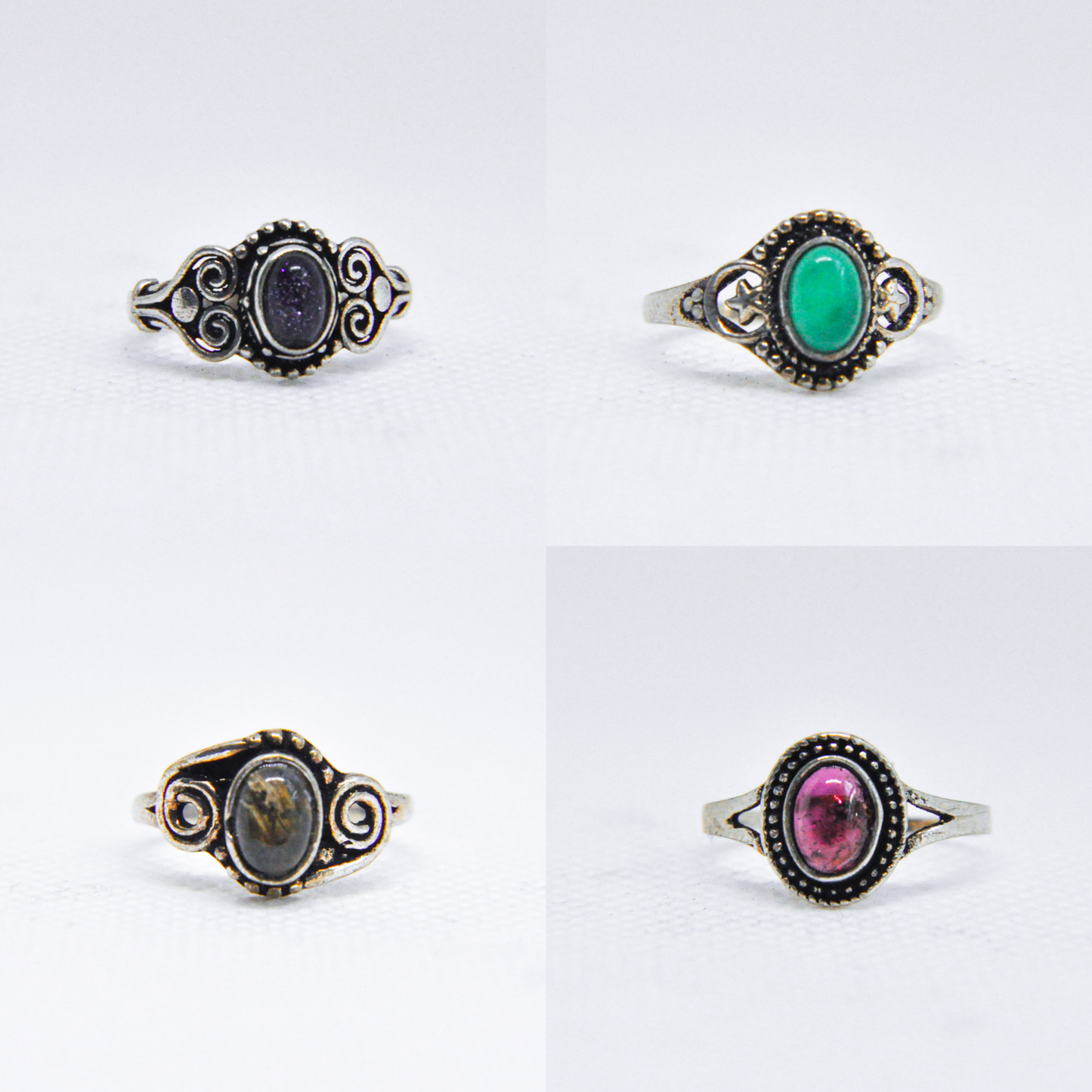 Assorted Mixed Metal Silver Natural Gemstone Ring