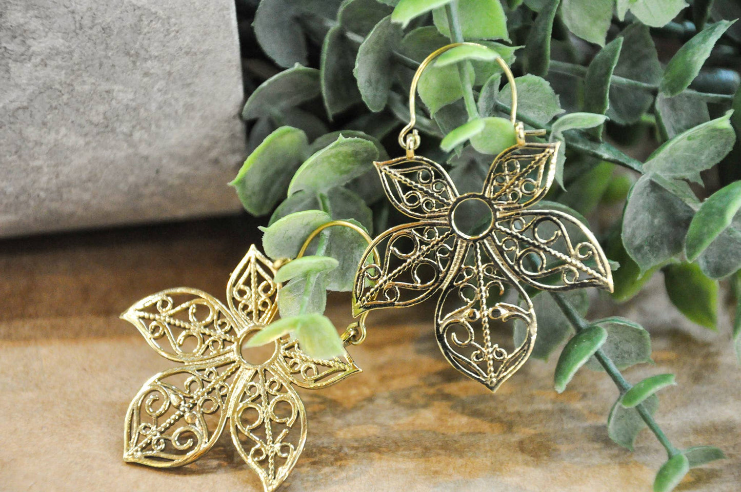 Swati Filigree Flower Earrings : Brass