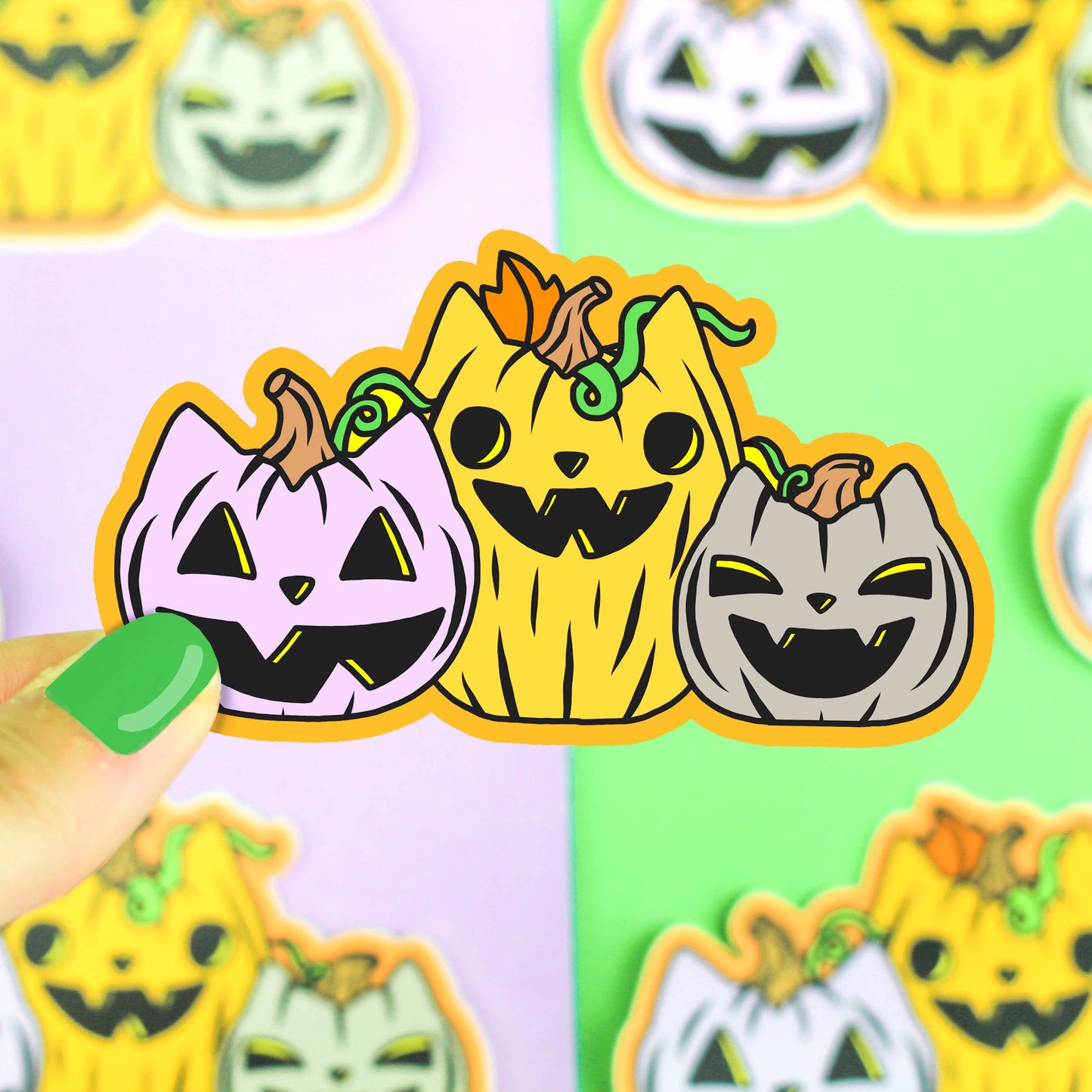 Pump-Kitten Patch Pumpkin Cat Halloween Vinyl Sticker