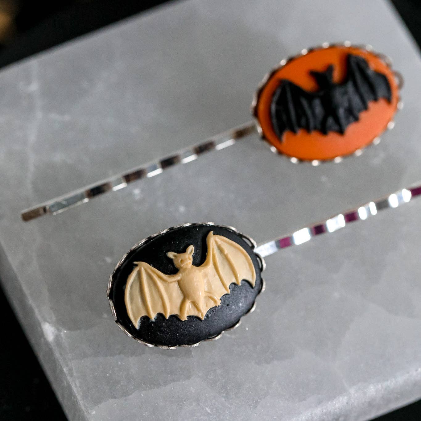 Bat Cameo Bobby Pin Bundle of 2: Halloween Chic: Both / One of Each