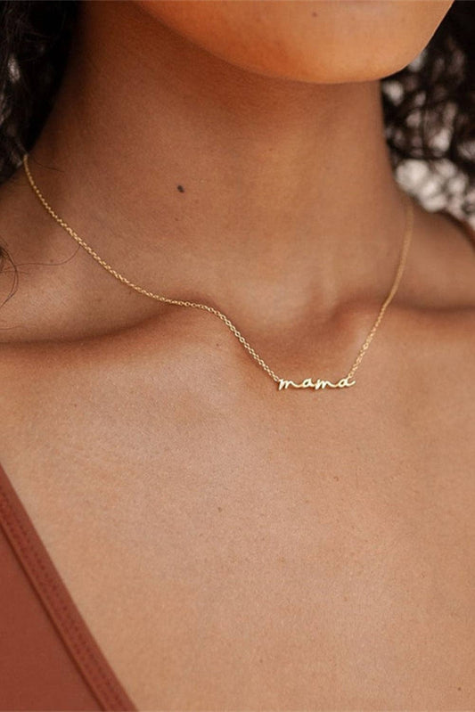 Gold Tiny Mama Script Necklace: Gold / ONE SIZE
