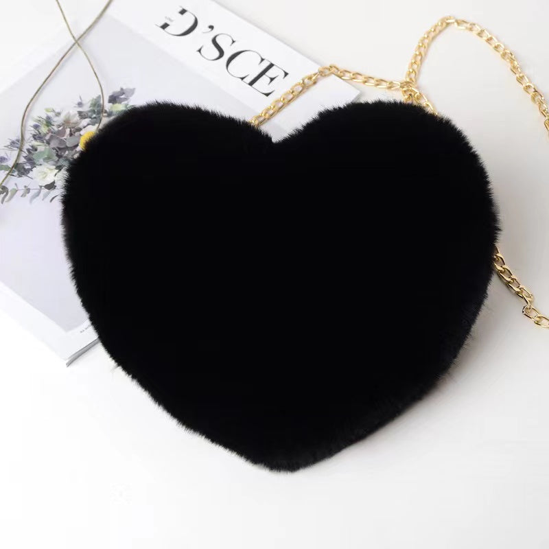 Heart Shaped Fluffy Shoulder Bag