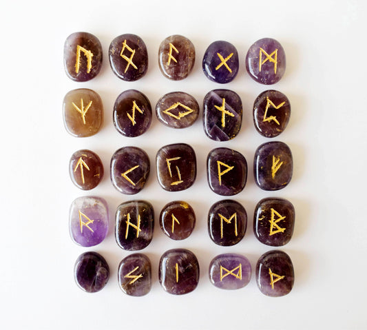 Futhark Rune Set | Amethyst | Rune Stones | Runic Crystals: Runes (SET 1)