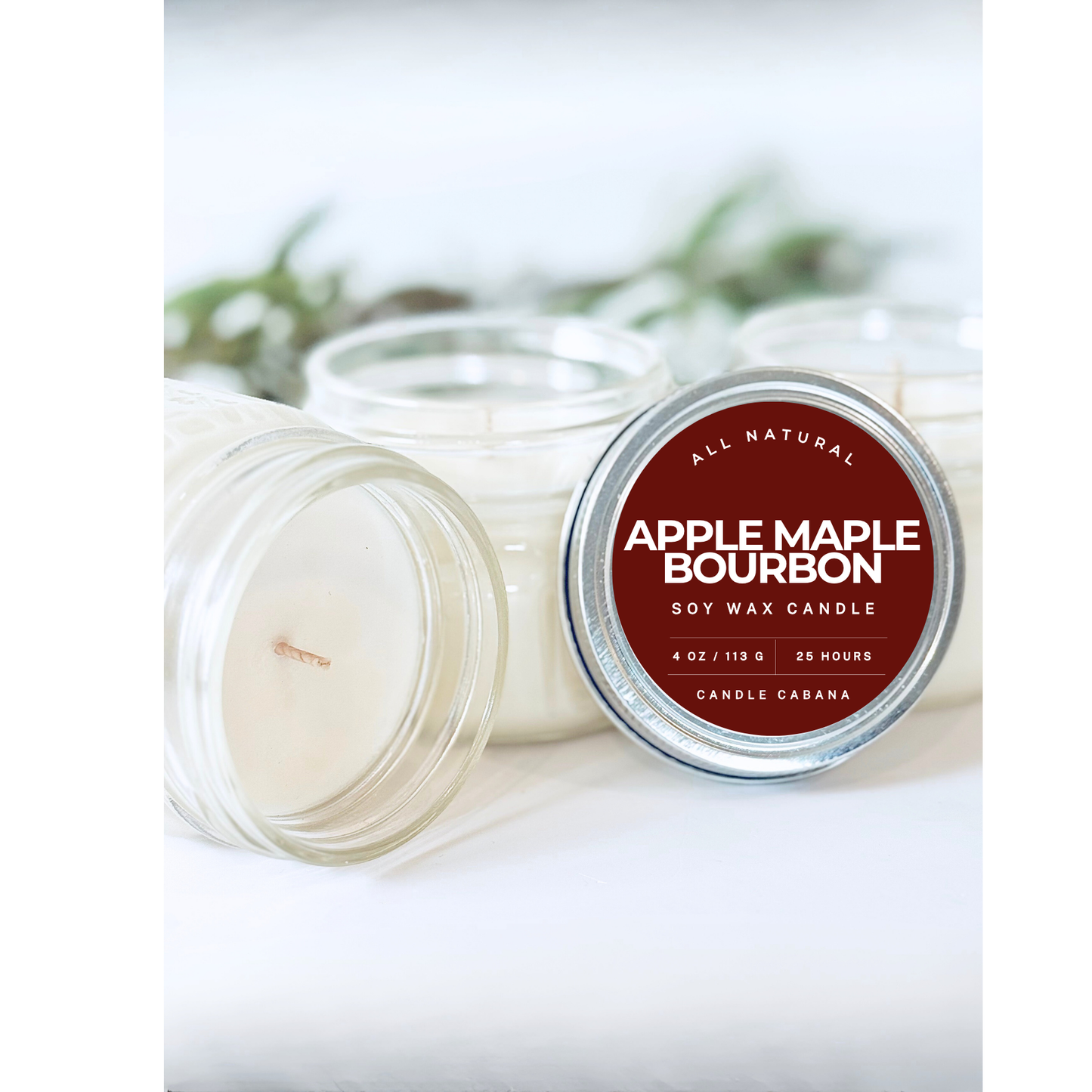 Apple Maple Bourbon 4 oz Mason Jar - 100% Natural Soy Candle