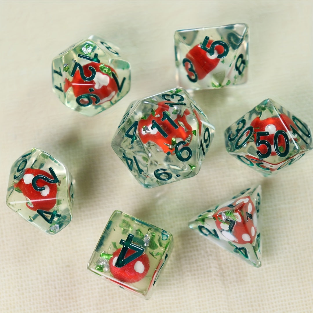 7pcs Cute Mushroom Resin Dice Set for RPGs