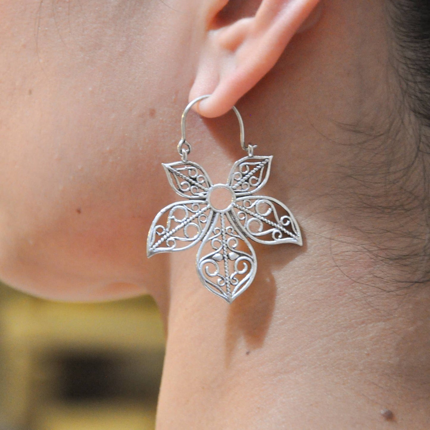 Swati Filigree Flower Earrings : Brass