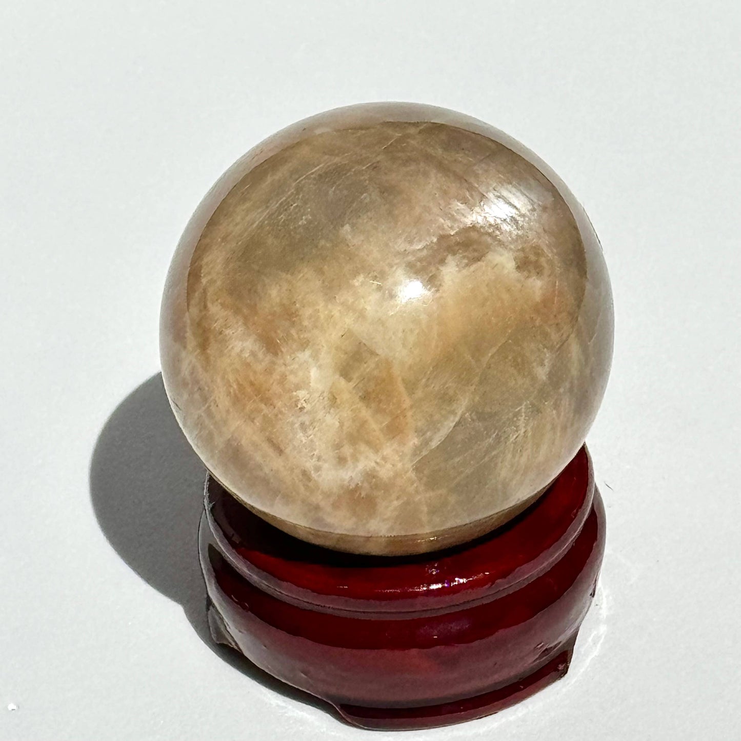 Peach Moonstone Spheres w/ Agate Sphere Holder: L