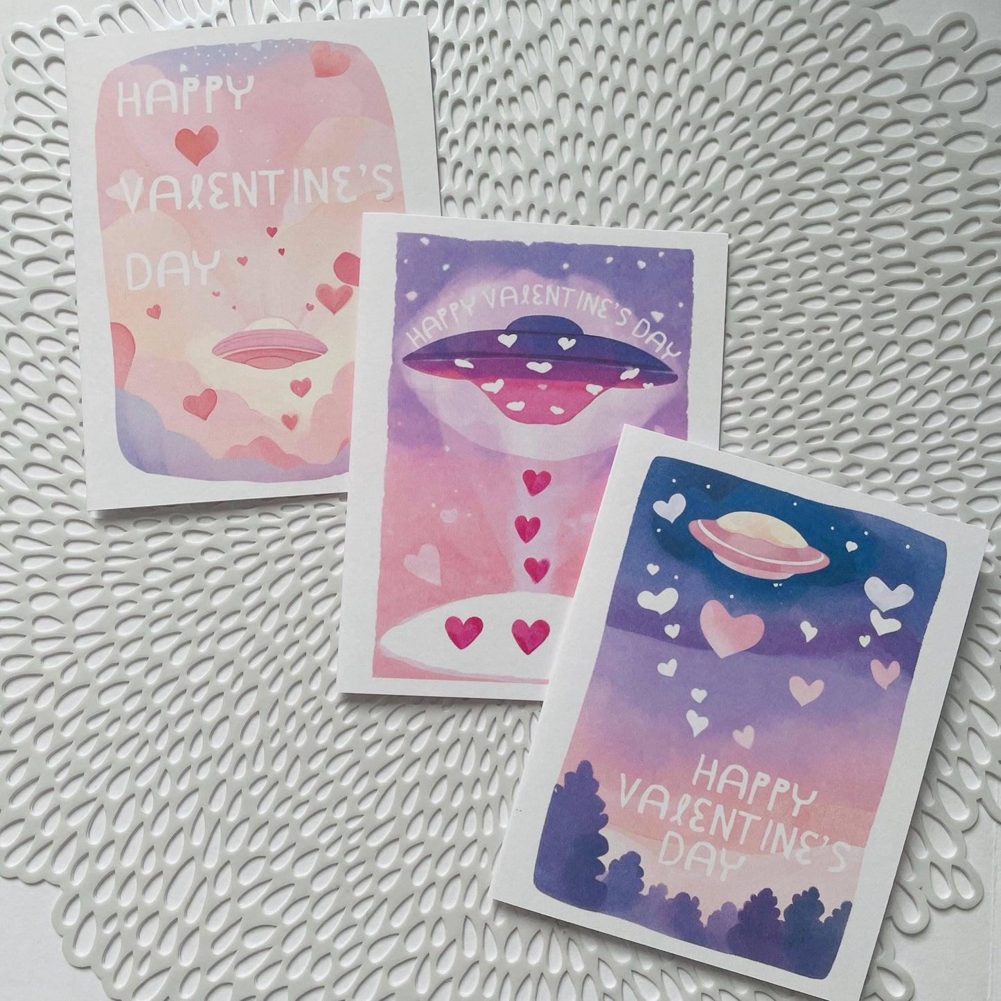 Boxed Set of 6 Cute Alien UFO Variety Pack Valentine Cards