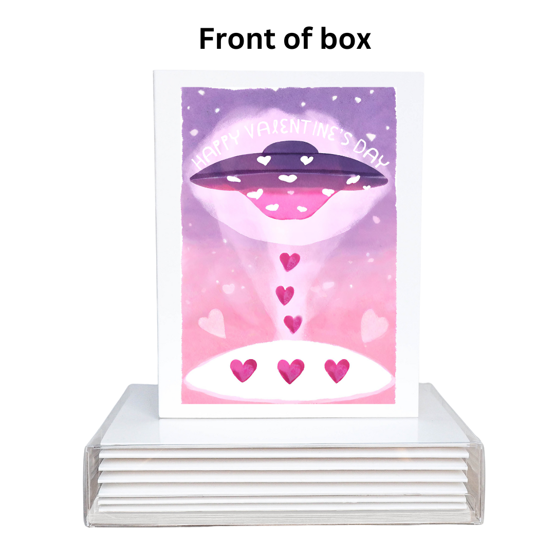 Boxed Set of 6 Cute Alien UFO Variety Pack Valentine Cards