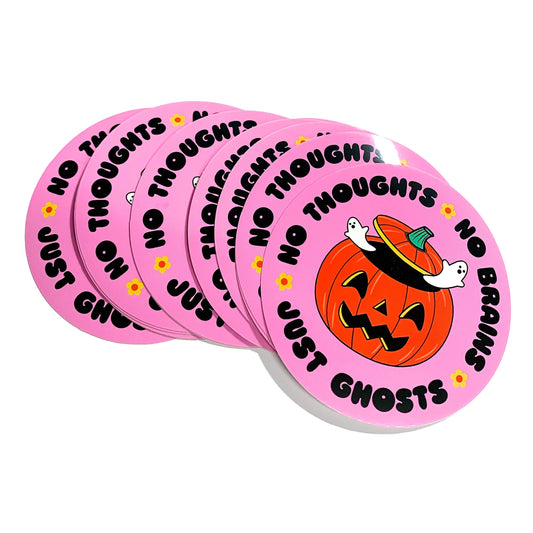 No Thoughts No Brains Just Ghosts Circle Vinyl Sticker