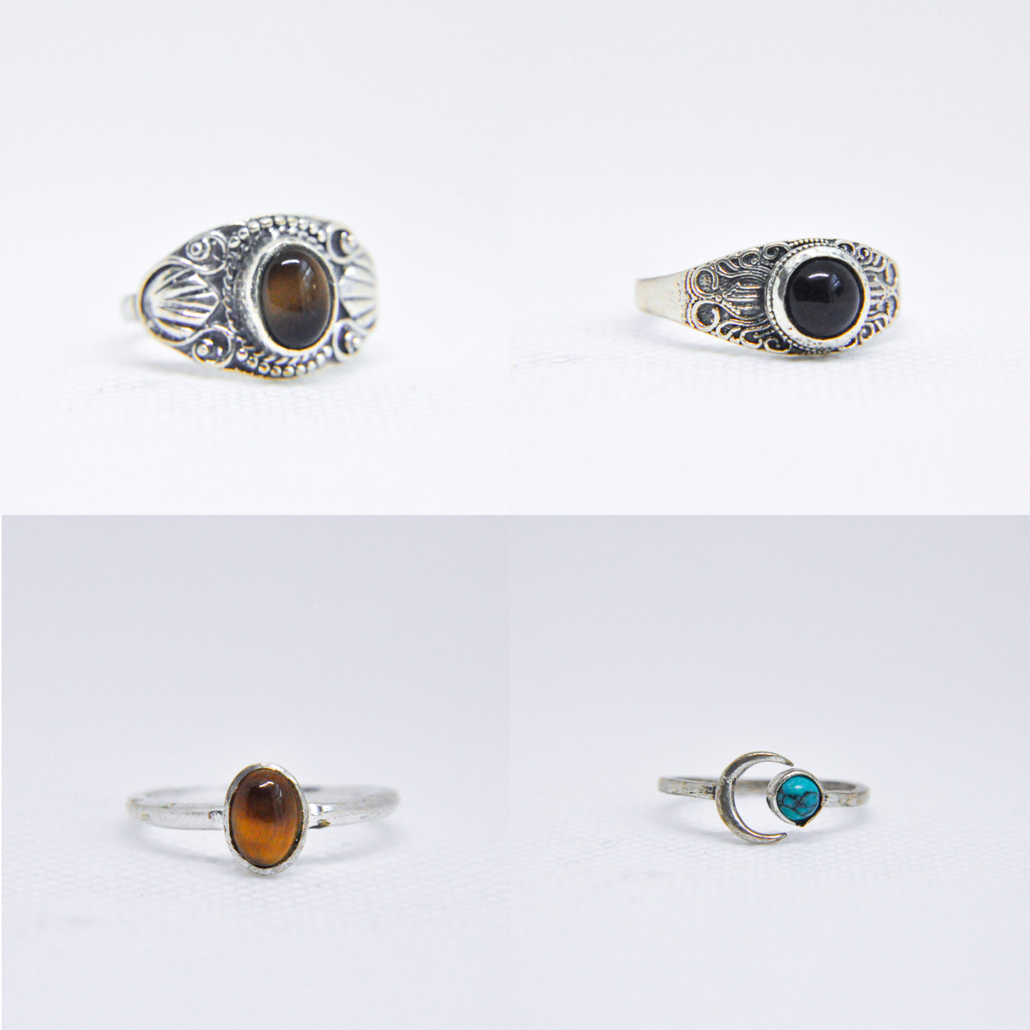 Assorted Mixed Metal Silver Natural Gemstone Ring