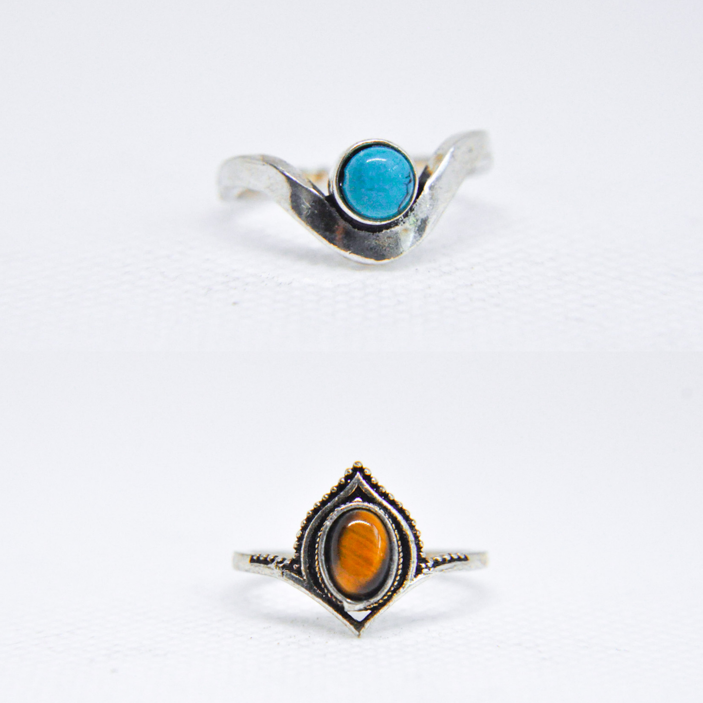 Assorted Mixed Metal Silver Natural Gemstone Ring